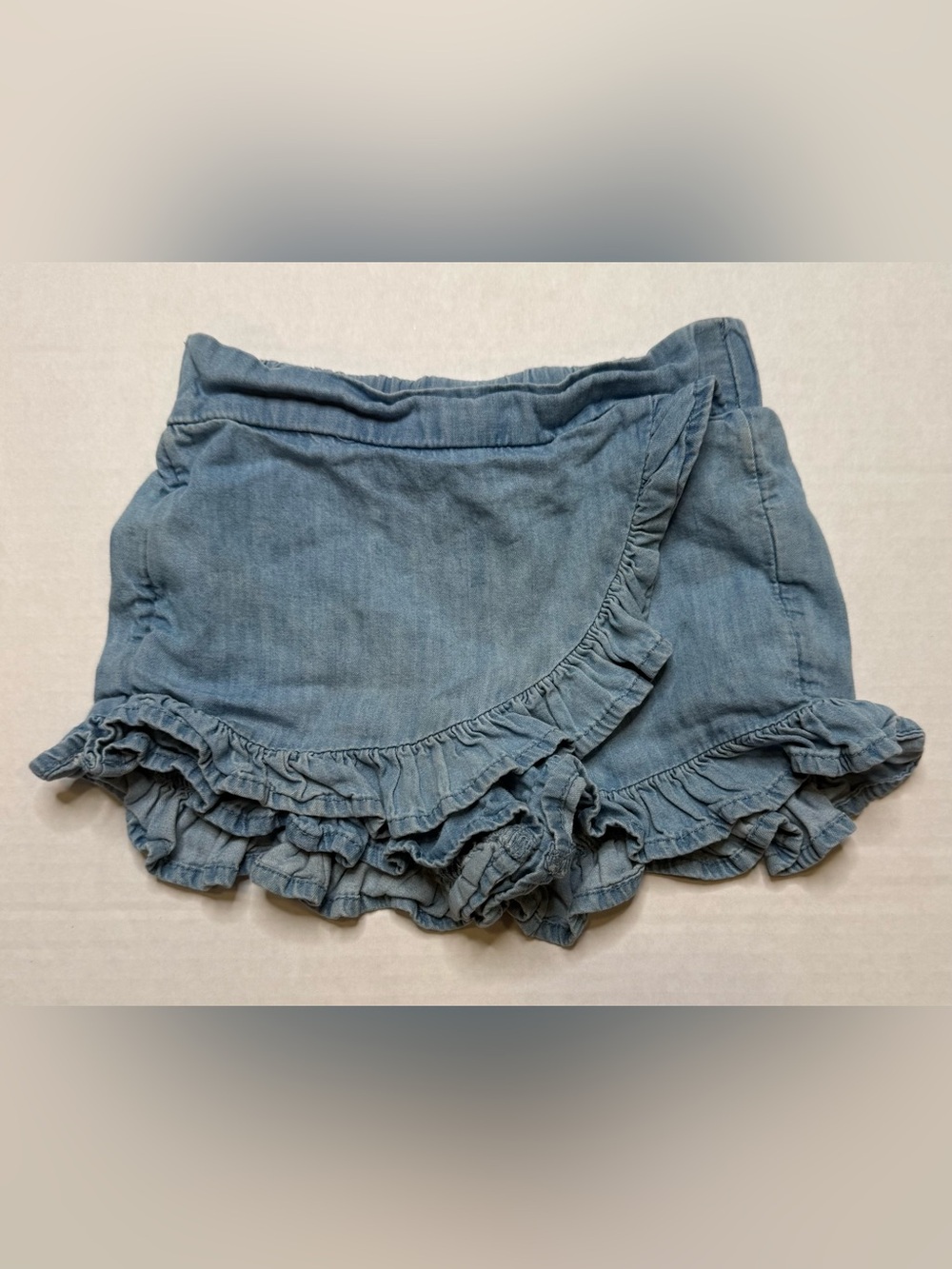 Art Class Baby Girls Chambray Ruffle Shorts 12M Faux Wrap Lightweight Boho